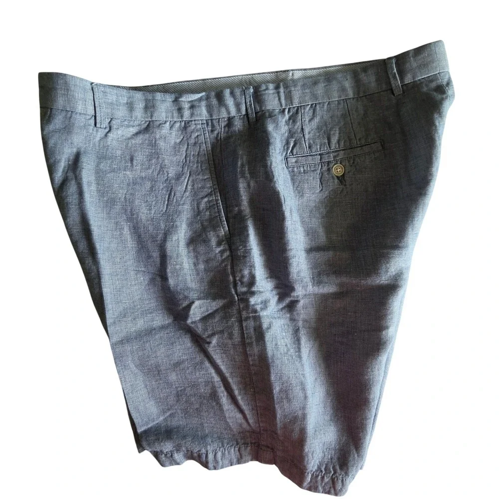 Peter Millar Mens Blue Micro Check Flat Front Shorts Size 40 Resort‎ Coastal